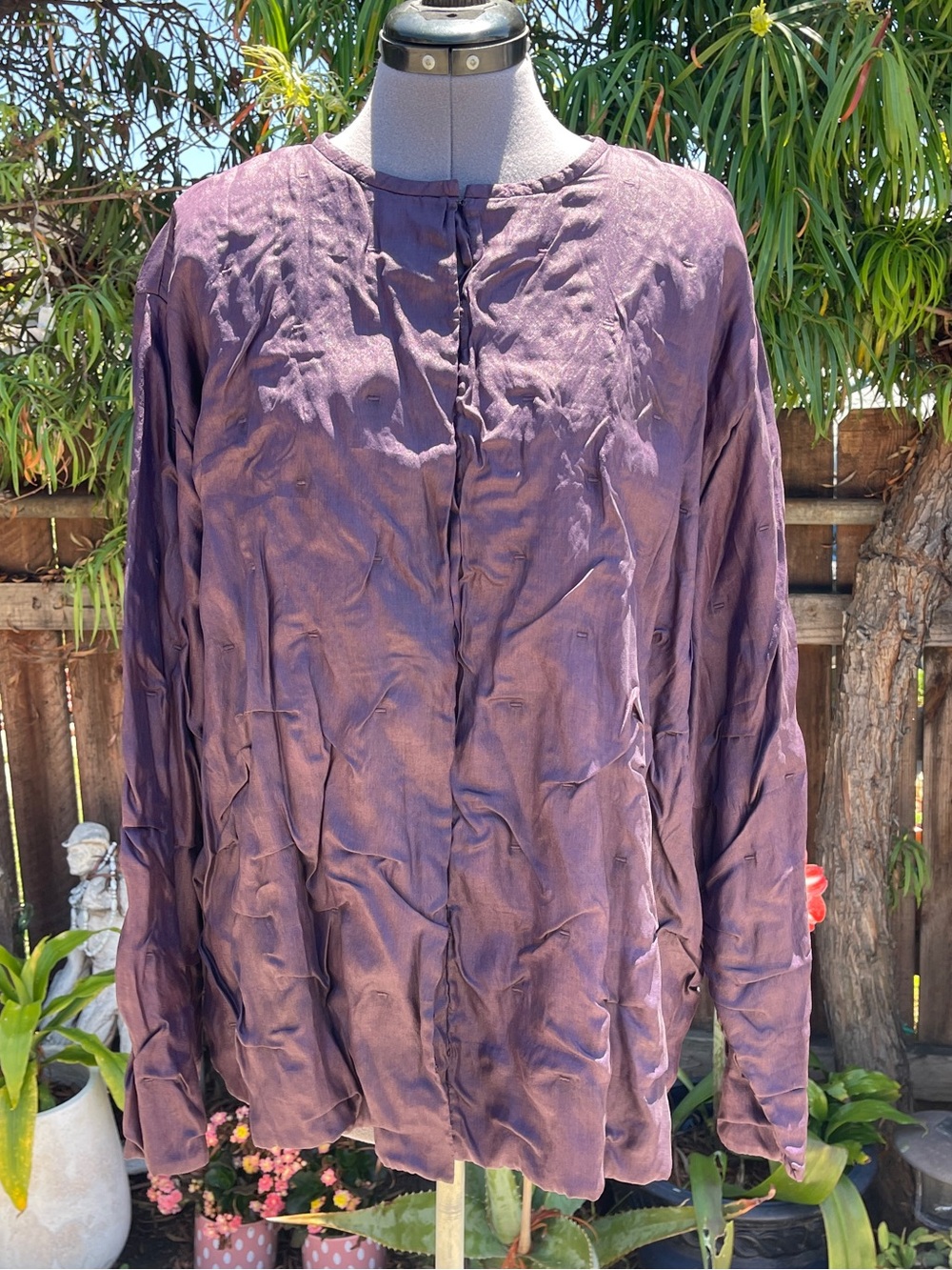 Eileen Fisher Silk Jacket Purple Crinkle size 3X